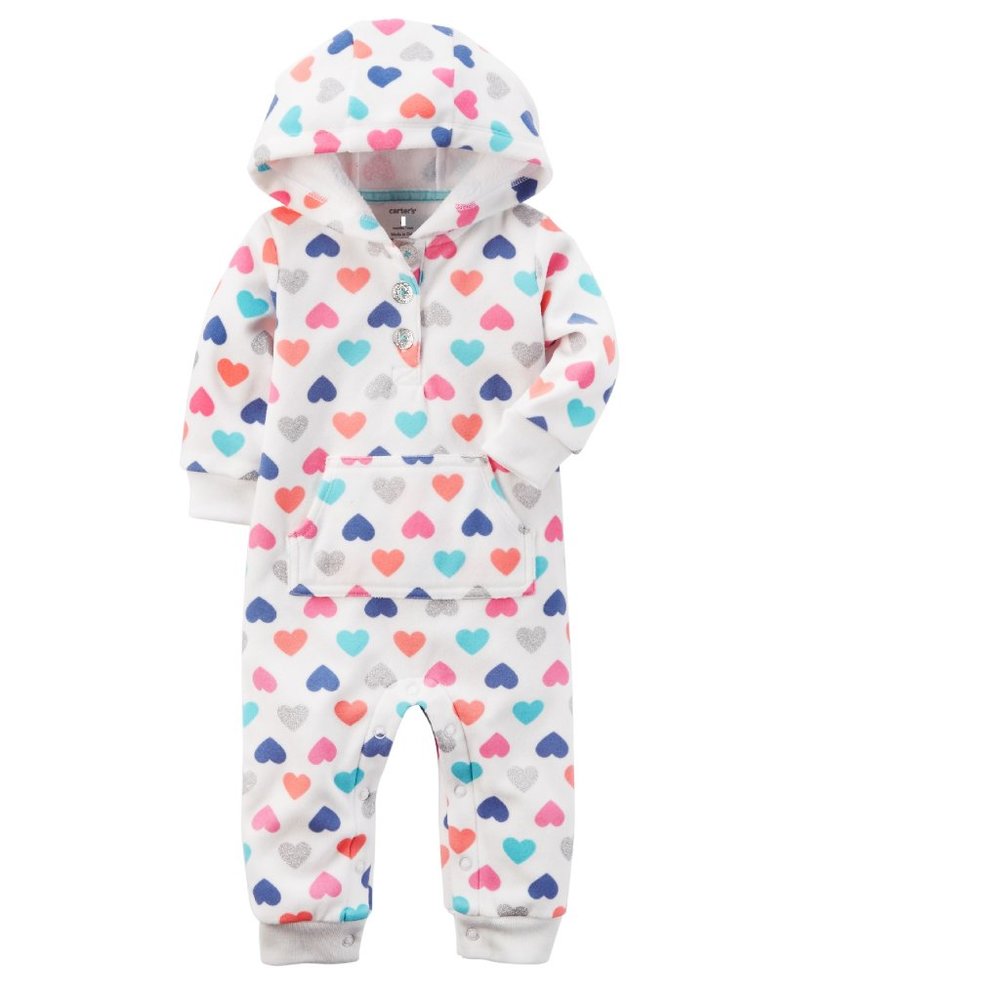 CARTER'S - MULTI HEART PRINT HOODED JUMPSUIT (NWT)